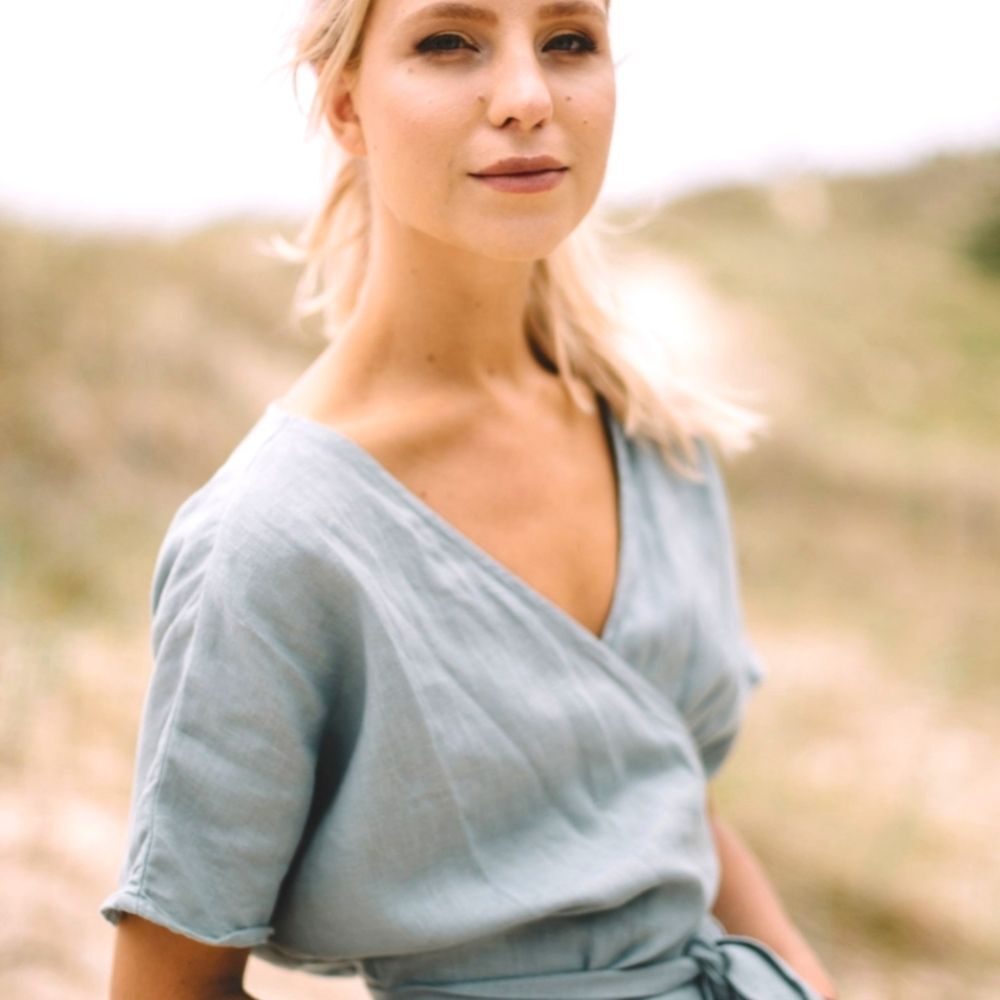 Mimosa Linen Wrap Dress - Picture 2 of 8